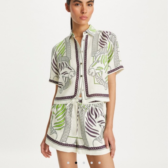 Tory Burch Other - Tory Burch Zebra Print Shirt and Shorts Set